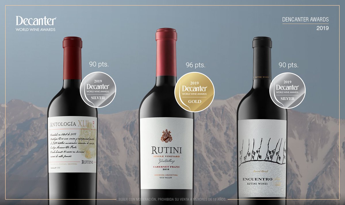 Nuestros vinos premiados en <a href="/DecanterAwards/">Decanter World Wine Awards</a> 2019, el certamen más influyente del vino con jurados expertos del mundo. #RutiniWines #DecanterAwardss
