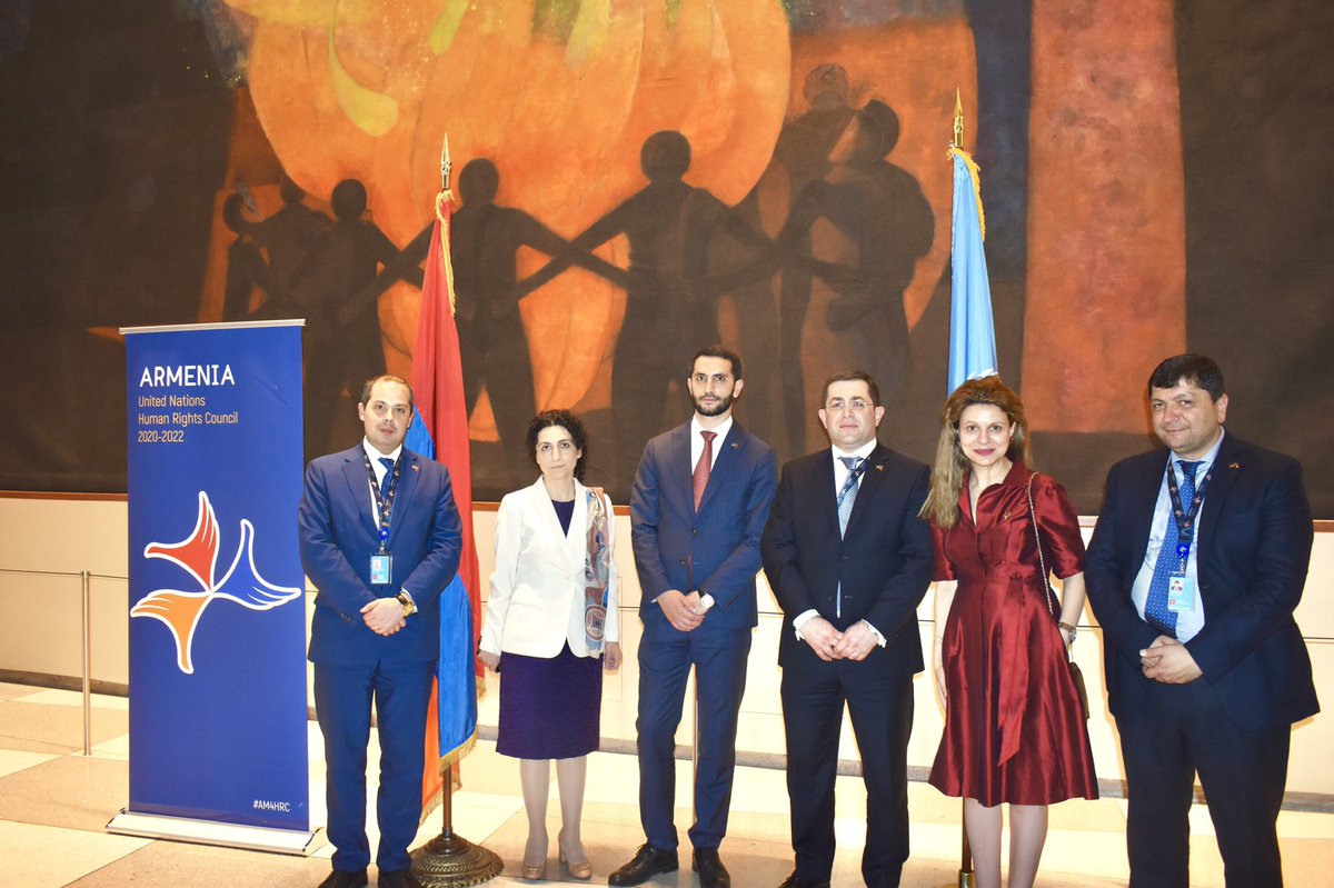 Sophiasimonyan's tweet photo. What a big day at the UN for #Armenia🇦🇲! Thank you for joining us in celebrating the 101st anniversary of our #FirstRepublic & photo exhibition of #VelvetRevolution in 2018. Special thanks to MP Ruben #Rubinyan for addressing the panel on #youth, #women & civic engagement #AM4HRC https://t.co/n8LVLEkpAa