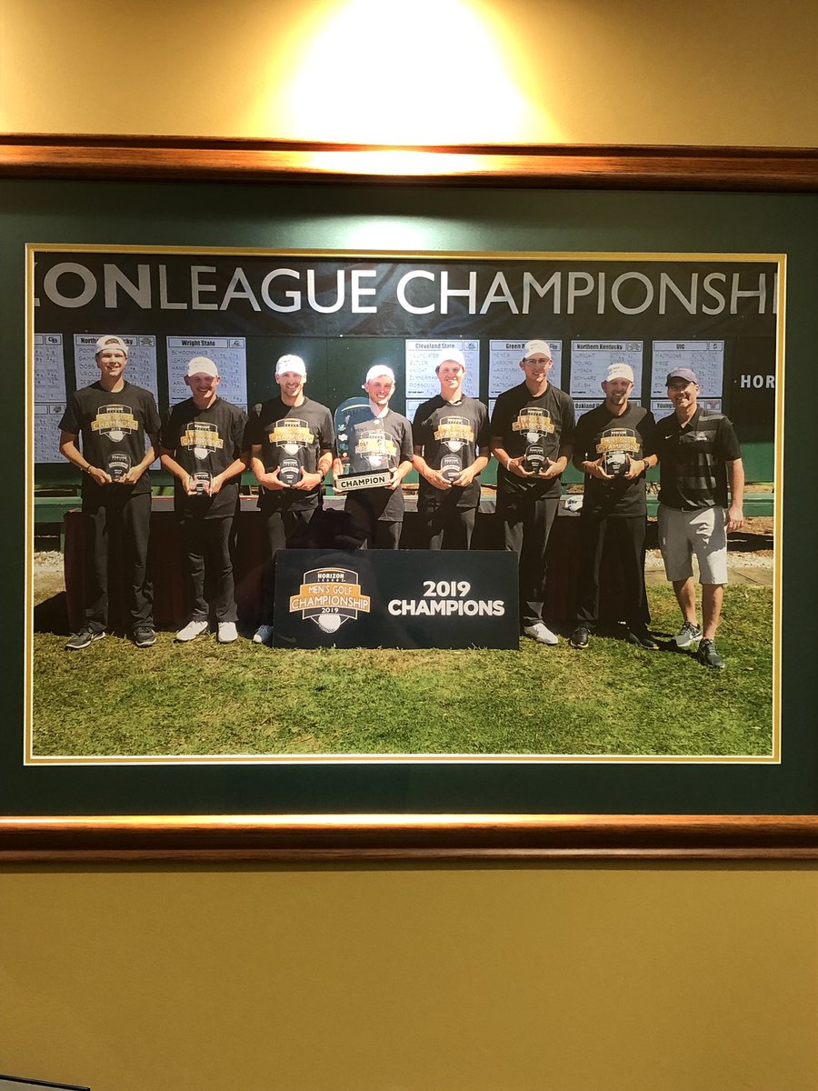 Coach_Haus's tweet image. For the last 3 years I would tell anyone that would listen my goal for @WrightStateGolf.  I visualized it happening, I visualized this picture, in this spot in the @WSURaiders Athletic Offices, and....#HereItIs. Now I’m ready to get another one.  #FullRaid
