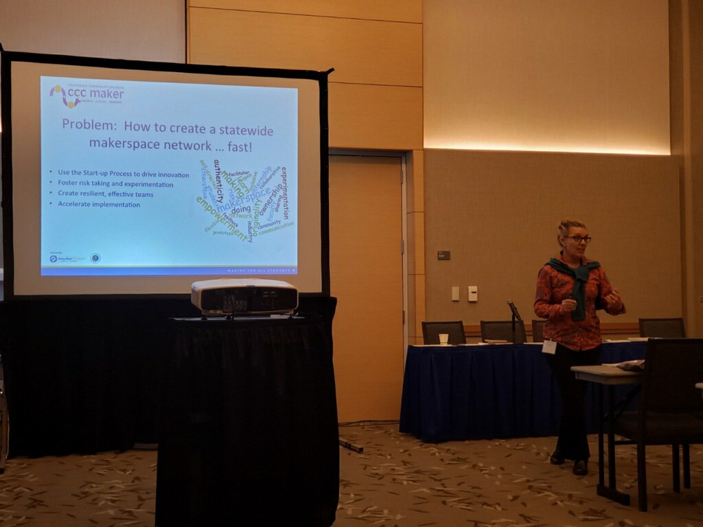 cccmakerspace's tweet photo. Deborah Bird describing the #Startup process asking colleges to “Be Brave” as they innovated their makerspace design at the CSU Sonoma Maker Convening
#cccmaker #csumaker @ssu_1961
@ssulib @ssulibrary @kittredgecarol https://t.co/YhTVTDWYwf