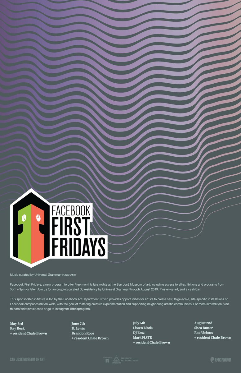 sjmusart's tweet photo. These beats are 🔥. Catch @blewis at #FacebookFirstFridays, June 7, with music curated by @ungramr. Free admission starting at 5pm.

https://t.co/7xNSfnr9DS https://t.co/7hlhi9Tzg6