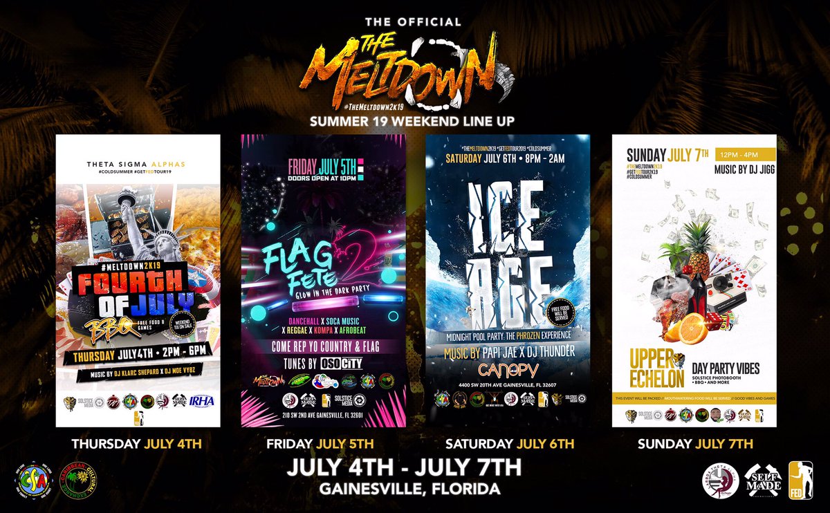TheHeartPt7's tweet photo. IF IT AINT FED! ITS DEAD! 🤫
July 4th - July 7th: Florida FED Taking over Gainesville 🦍🐊. Get your weekend passes now!
Link in the @uf_alphas bio
•
•
•
#TheMeltdown2K19 #MSP2k19 #WYWW19 #WhoYaWit🤙🏾#GetFEDTour #ColdSummer https://t.co/MyIWcbMd6D