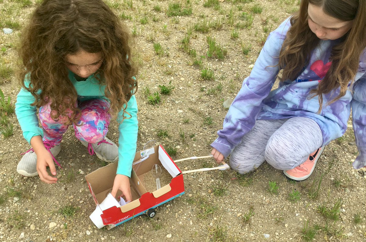 GBSGr2's tweet photo. Engineering design in Ms.Tewksbury’s @GBSGr2, testing seed dispersal models in the courtyard.  #reallifeproblemsolving @PLTWorg https://t.co/qmeHePijnh