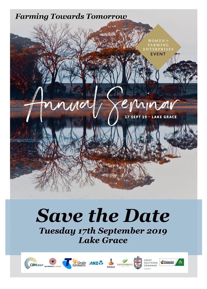 **SAVE THE DATE**
Women In Farming Enterprises are excited to announce their Annual Seminar for 2019. This year hosted by the Lakes branch and it’s looking to be as fabulous as ever.

Please pop the date in your diary and keep an eye out for more info over the coming weeks.