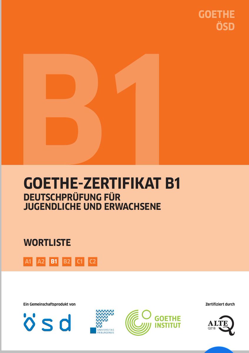 goethe.de/pro/relaunch/p…

Goethe İnstitüsünün hazırlamış olduğu B1 kelimeleri listesi ve cümle içinde kullanımı.

Güzel bir kaynak.

Kütüphanelerde sayfasi 10 cent'e çıktı alabilirsiniz.

#almanca
#almanya
#Deutschlernen