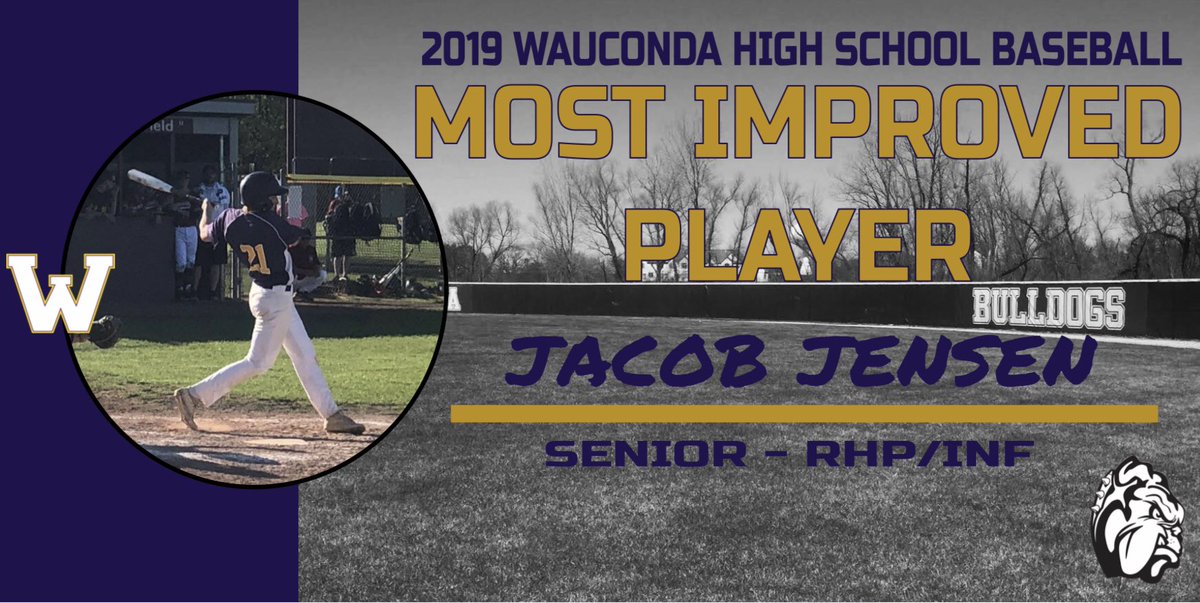 Congrats to Jacob Jensen on being selected by his teammates for the Most Improved Award for the 2019 Season!  <a href="/BulldogLife_WHS/">Bulldog Life - WHS</a> <a href="/GoWHSAthletics/">WHS Athletics</a> <a href="/GOWHS_StudSec/">🐾 PURPLE CRUSH 🐾</a> #BulldogBALL #BaseballFAMILY 💜⚾️💛#NLCCDogs #NLCCBaseball