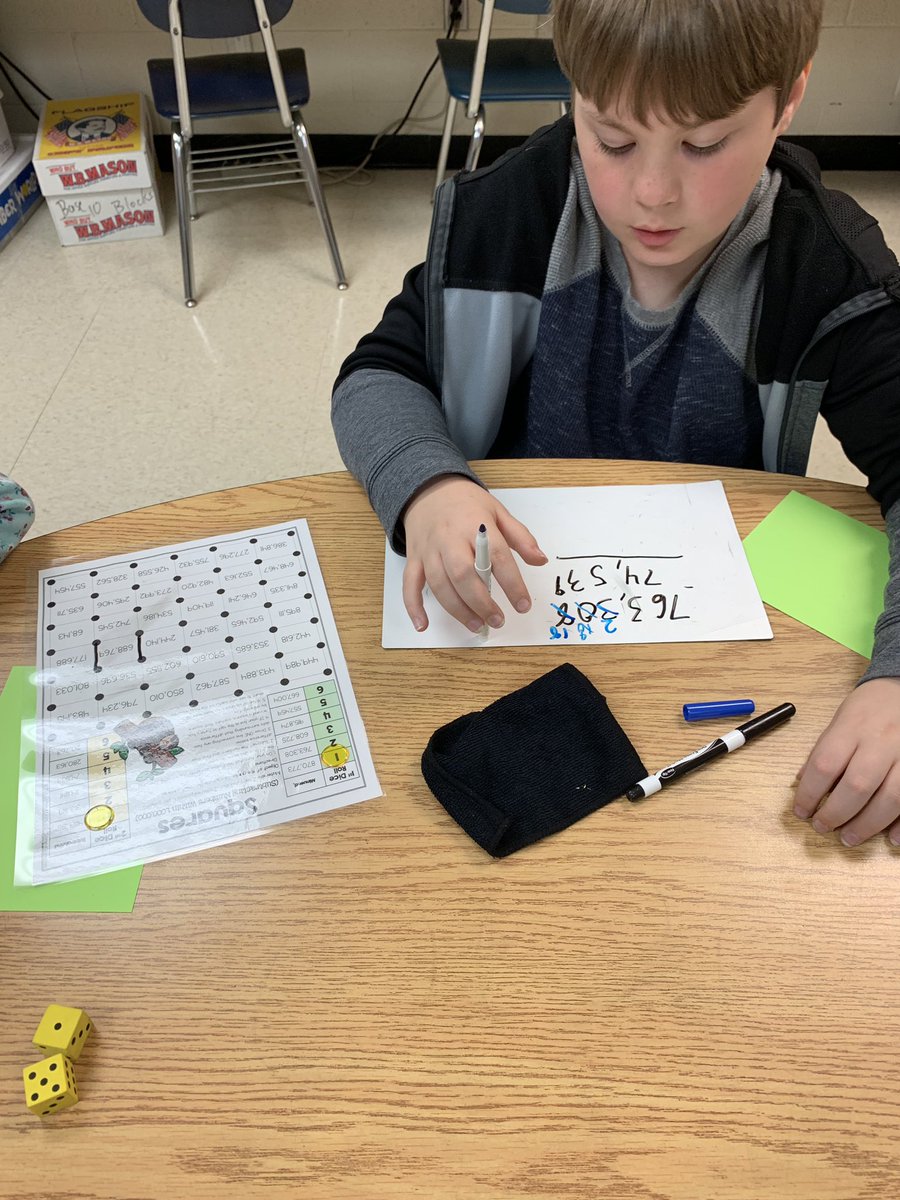 MathwithMrsOC's tweet photo. 4th graders @brewsterschools play Squares while practicing subtraction with regrouping across ten thousands. Regrouping with big numbers can go downhill fast so we practiced color coding our shifts and using cards to focus on each individual place value. #practicethroughplay https://t.co/VVdKvlObzD