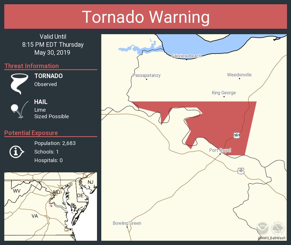 MyRock965's tweet photo. Tornado Warning continues for King George County, VA until 8:15 PM EDT https://t.co/FPtzf96b87 https://t.co/gcJCxJJhUq
