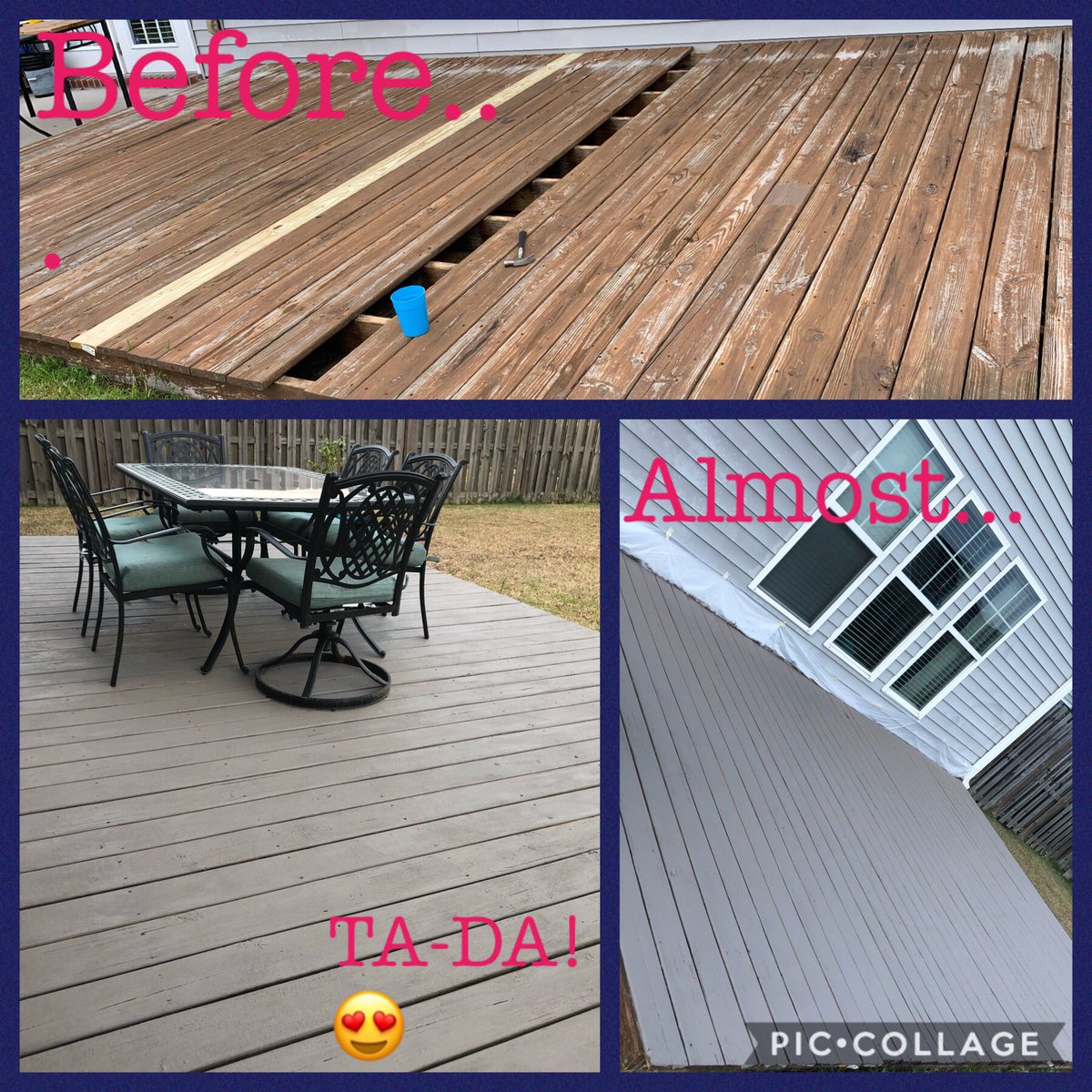 Andrea_Ellen_XO's tweet photo. I am BLOWN away at the complete makeover my deck got with #BehrDeckOver ! I am barefoot happy this summer! @BehrPaint @THEJUJ @HomeDepot https://t.co/EuFuNYlkHK