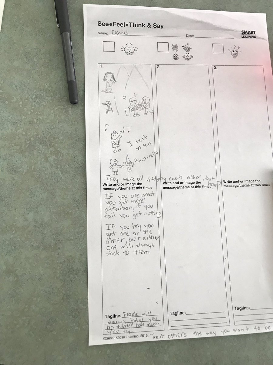patriciampain's tweet image. Day 2 of working with the amazing, Apinder. Today we processed chunk 1 of our story by using the @SmartLearningCA tool: ‘see-feel-think &amp;amp; say’. Students set their goals based on their final task &amp;amp; off they went to capture as they read. #deeperlearning #competencydevelopment