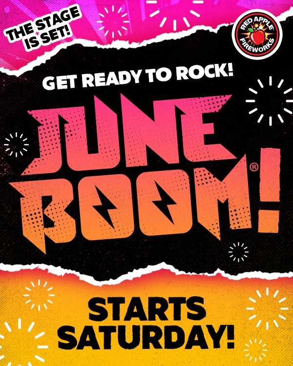 redapplefw's tweet image. Get ready to ROCK, #Pyrosquad!

On Sat, June 1st, make some noise with 100+ specials! New specials will be added DAILY!

See you there, fam!

Rock-N-Roll with new gear from our #SWAGSHOP! Check out the hotness: bit.ly/RASWAGSHOP

#weloveswag #litAF™ #juneboom™ #4thofJuly