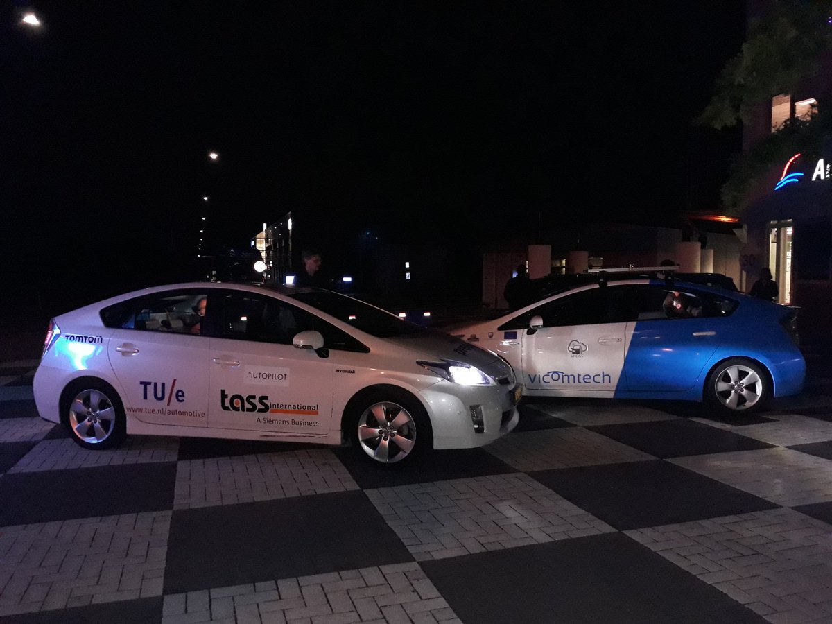 VIDAS_EU's tweet photo. In the Automotive Campus Helmond for an exciting #demotesting night! Final preparations for the #ITSNL2019 @TUeindhoven @Vicomtech @ITS_Congresses @ERTICO #morecoffeeplease https://t.co/2zBgeE0t9r