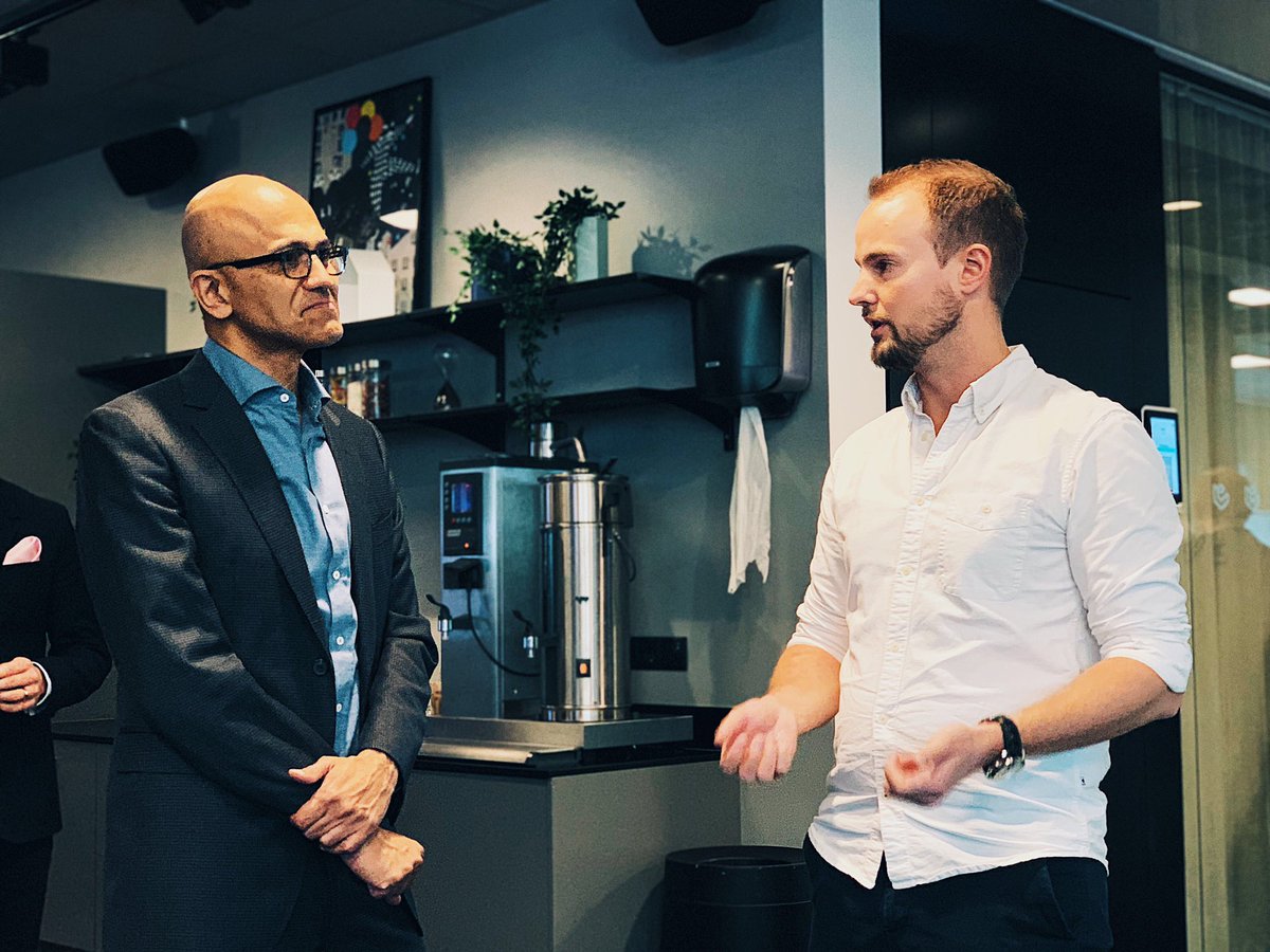 Honored having Microsoft CEO <a href="/satyanadella/">Satya Nadella</a> visit &lt;/salt&gt; and our developers! #schoolofappliedtechnology #epicenterstockholm