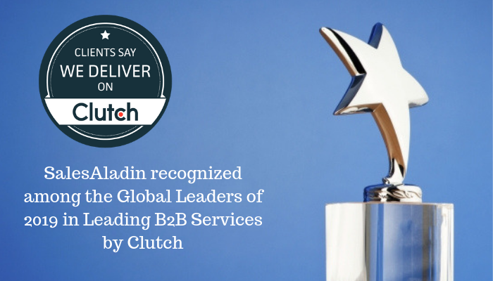 Sales_Aladin's tweet photo. We’re excited to share that we have been featured on #Clutch yet again as one of the Global Leaders of 2019 in B2B Services. Would like to thank our esteemed clients who have have always helped us grow. Details here | https://t.co/vlBSIm2Uty #b2b #services #featured https://t.co/RJYnGqBvMO