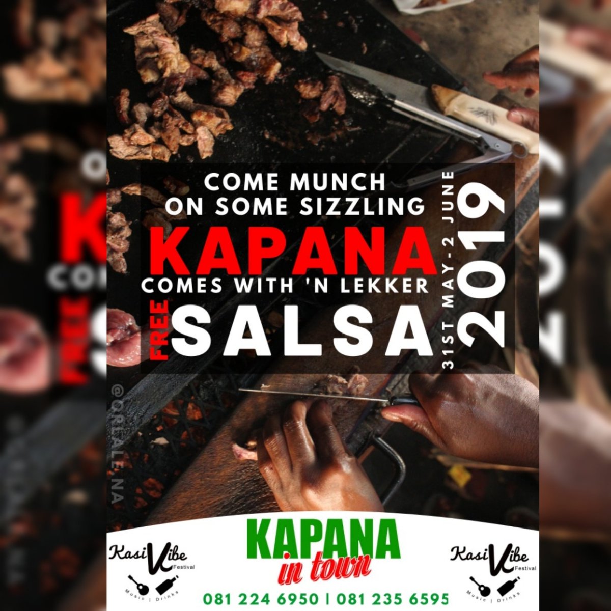 KapanaIntown's tweet image. We are excited for the weekend..find us at stall 2.. #KapanaInTown #kasivibevol6 #freesalsa #kapana #food #trulyNamibian