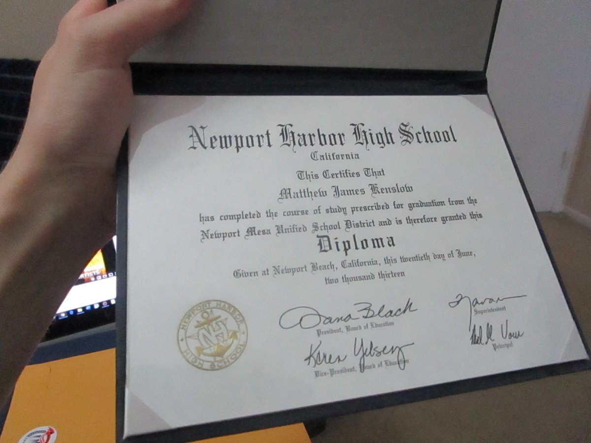 KenslowMatthew's tweet photo. And here is my A.S. in #Chemistry, #IGETC #GenEd Breadth, and #HighSchoolDiploma from 6 years ago next month. 
Thanks, @orangecoast. 
Now onto Vanguard for a Bachelor's in #Biochemistry 
#diploma @VanguardU #collegelife #gocoast #congratsgrad #graduation #coastgrad #occ https://t.co/VQhT8adynj