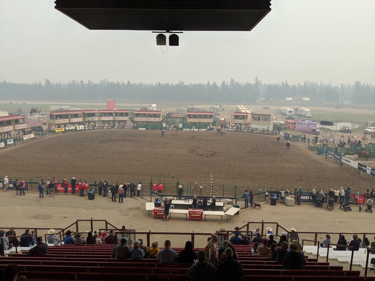 TedStovin's tweet image. It's a bit smoky up here today but I was impressed to learn last night that everything here in the infield at the @GPStompede is temporary. They haul it in and out and set it up each year! #GPStompede