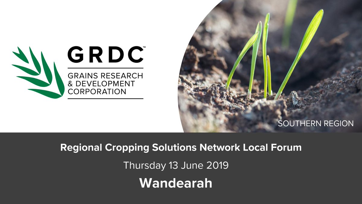 🌾 WANDEARAH 🌾 Southern Region Local Forum Thursday 13 June. Have your say on the important constraints and opportunities on behalf of grain growers in your local area: bit.ly/2WuYrzt || #RCSN