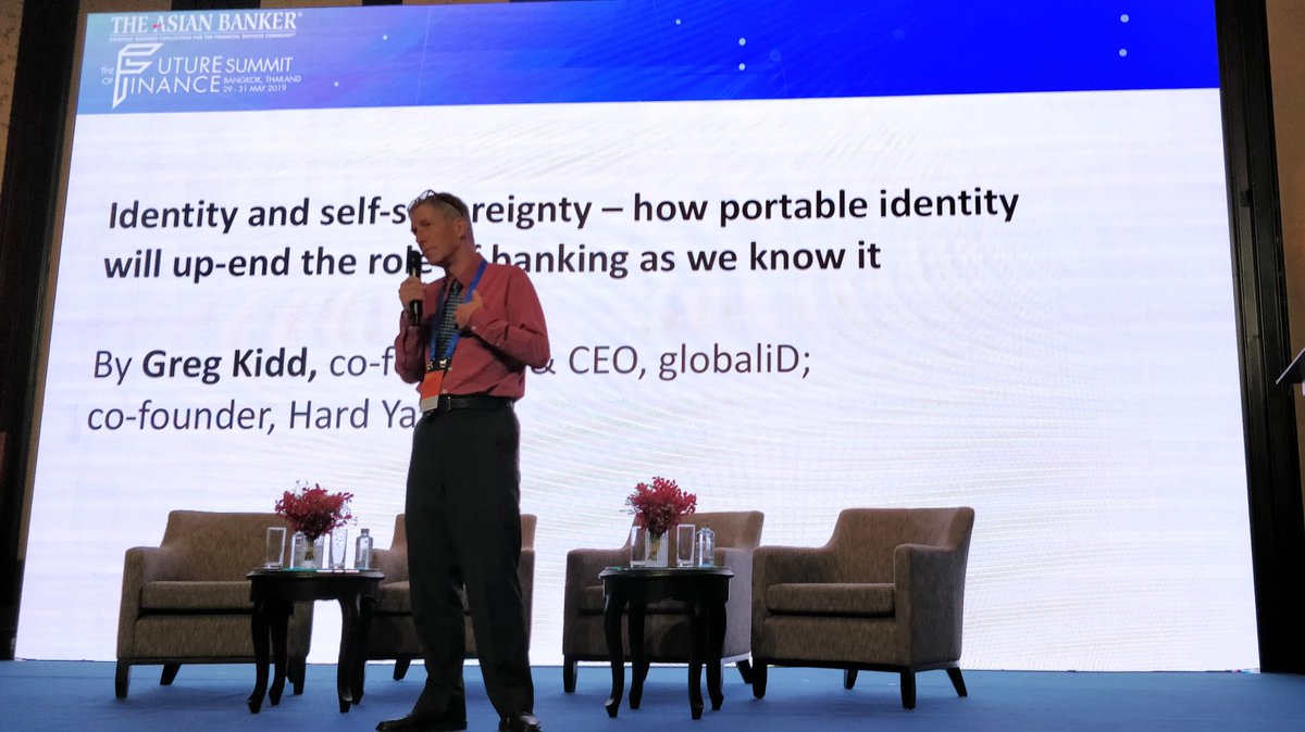 UrsBolt's tweet photo. Today's #identity systems are broken –

How a portable self-sovereign identity will change the role of #banking.

@GregKidd with a transformative speech at #FOFsummit19 in #Bangkok.

#digitalidentity #personaldata #privacy #banks #transformation #society #data https://t.co/966f2ojU4f