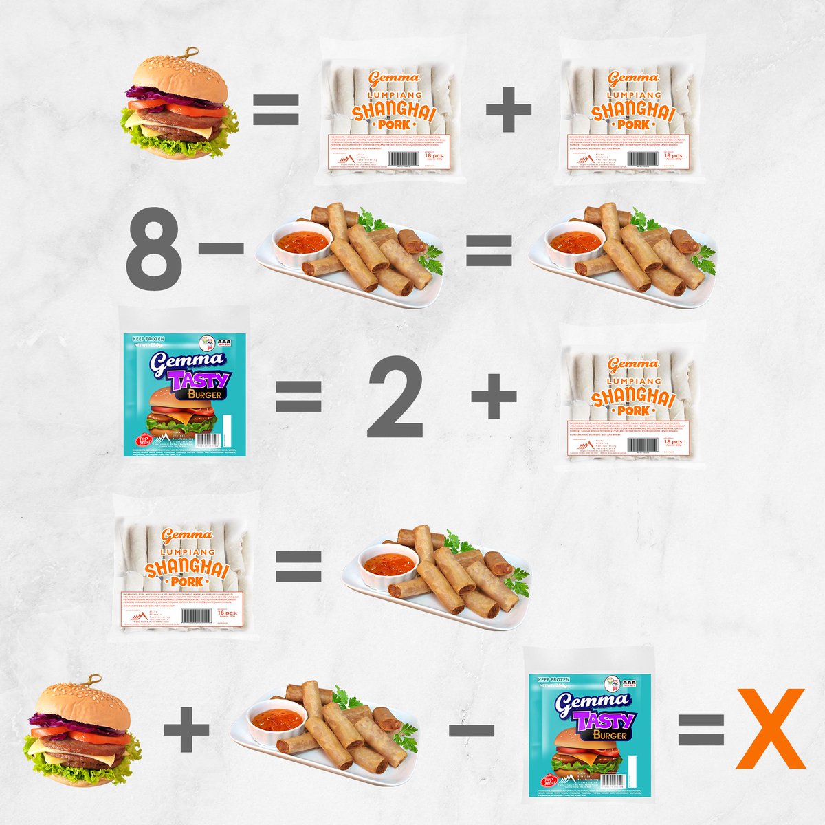 topmeatproducts's tweet image. Can you replace my &quot;X&quot;, without asking me &quot;Y&quot; ? 😍 Sagutan mo na ka-Top Meat! 😁 #MathProblem #MathHugot