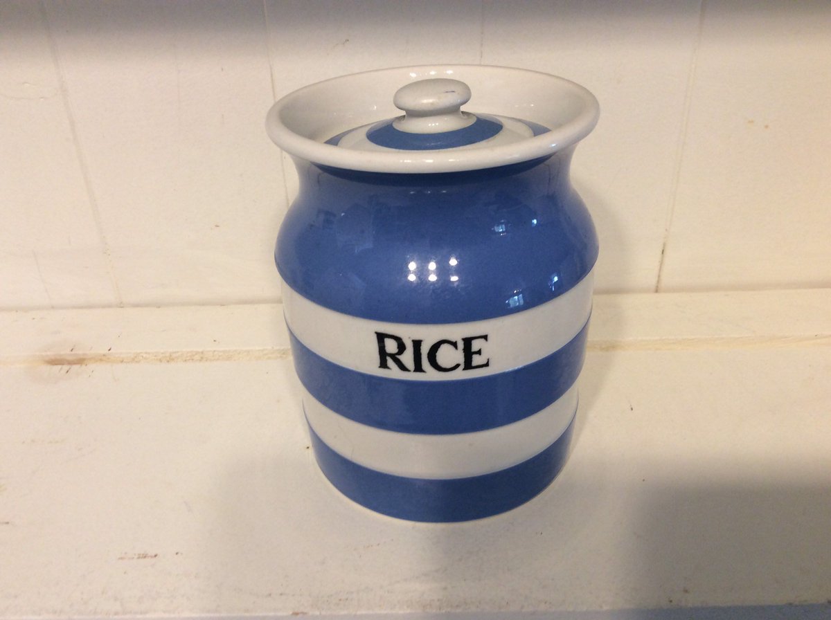 In my #etsy shop now! T G Green Cornishware Blue Striped Rice Jar. Excited etsy.me/30SDHAY #housewares #blue #white #vintage #canister #bluestripe #cornish #vintagekitchen #cornishware