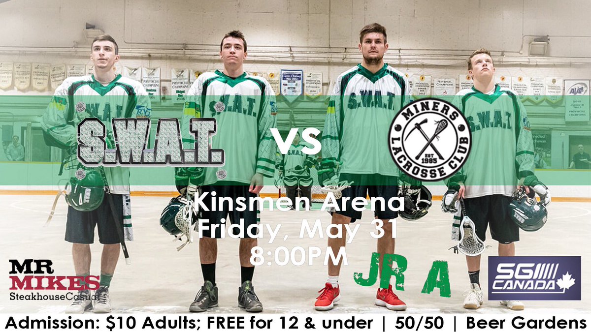 SaskSWAT's tweet photo. Who’s coming tomorrow to the Jr A @JuniorSWATlax home opener vs the @StAlbertMiners? #SaskSwat https://t.co/phNSYaB8hI