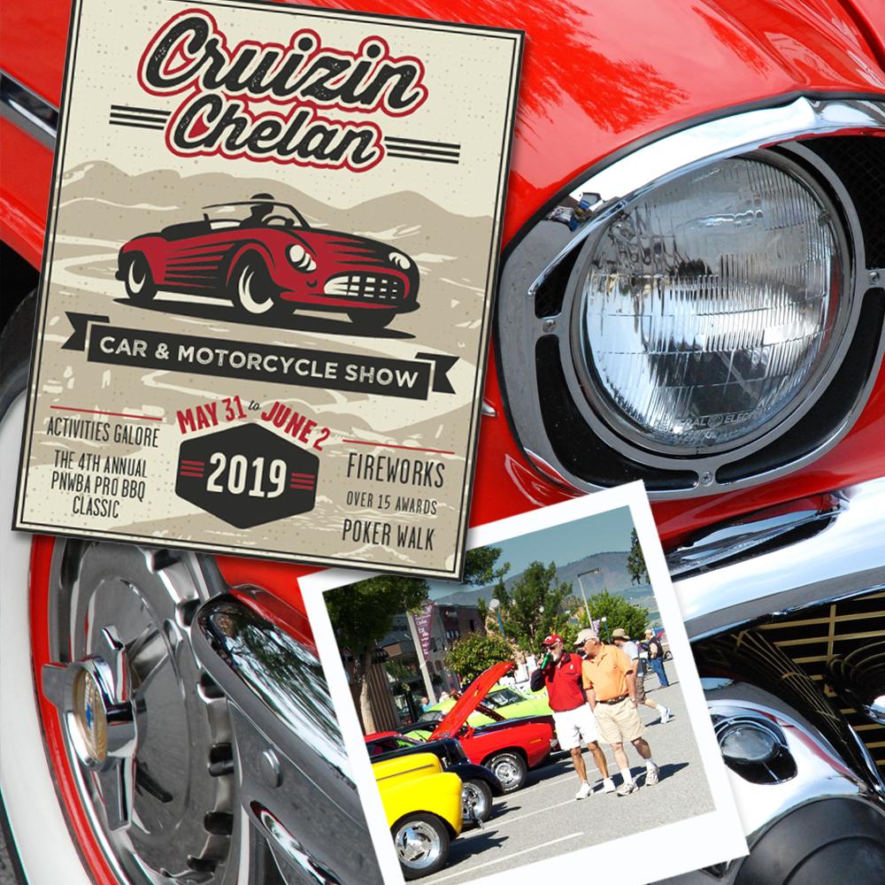 rentchelan's tweet photo. ⛽ Ladies and Gentlemen, start your engines...The Cruizin Chelan Classic Car Show is coming up this weekend! Enjoy a famous classic car and motorcycle show, BBQ, fireworks, face painting, shopping, live music, dancing, and lots of other fun activities! https://t.co/mExr2se36L