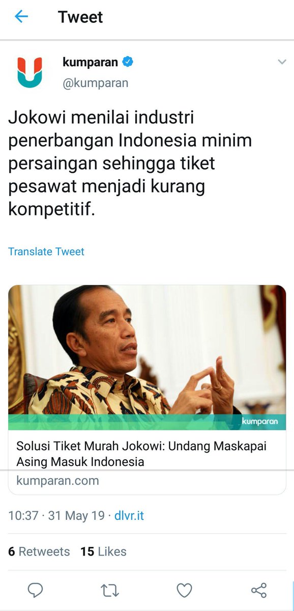 PartaiSocmed's tweet photo. Mantaap! Solusi dari Presiden @jokowi sudah sangat benar. Sama persis seperti yg kami usulkan tempo hari. 
Semoga secepatnya maskapai asing diizinkan beroperasi di jalur domestik agar maskapai nasional tidak semena2 mendikte harga. https://t.co/2mzjRSl7ba