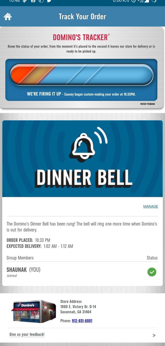 science_patel's tweet photo. @dominos Is it doomsday today? No wait. This has been the same since the last three times I ordered Domino's Pizza. #areyoulistening https://t.co/5MhcEMNw7E