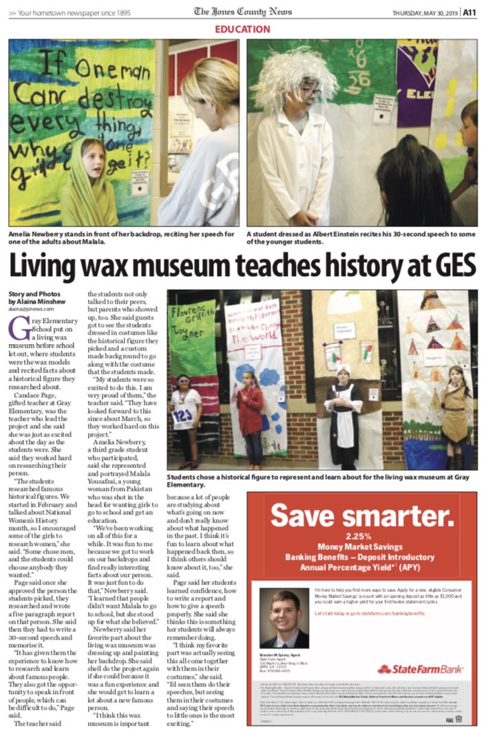 gespups's tweet photo. Get a copy of the Jones County News to read about the recent Gifted Class Living Wax Museum. #greatpups https://t.co/H3UWon6GMr