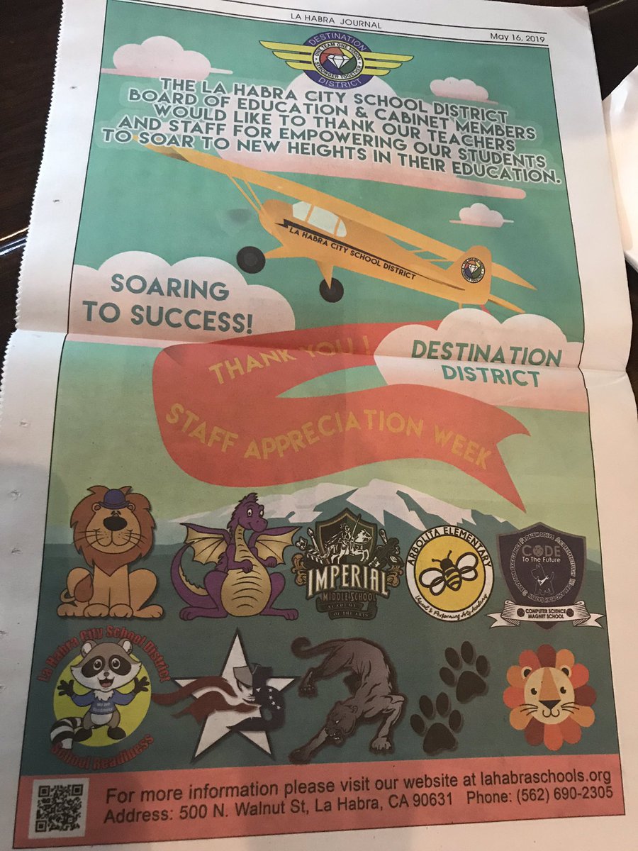 LPLionsTK504's tweet photo. When you sneak out for dessert, pick up the La Habra Journal, and are reminded (again) how much you are appreciated! ❤️ @DrC_LaHabra @TeckerSheryl @TeganLHCSD @laspositaslions https://t.co/ehYdnQefCd