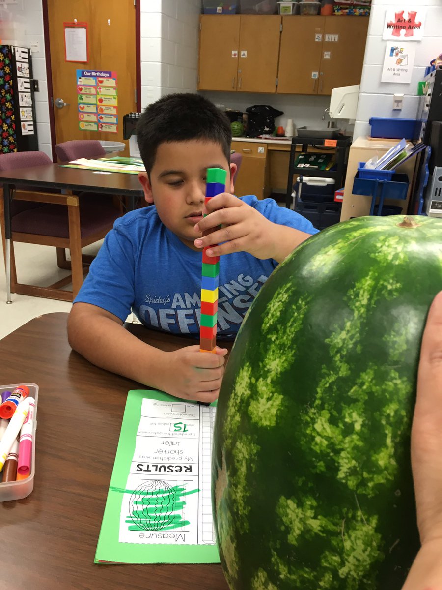 IreneGo71039953's tweet photo. We had so much fun with our watermelon science investigations - sink or float, circumference and how tall. @NISDRabaES #rabaforce #LifeinALE https://t.co/ECCyHHsXd3