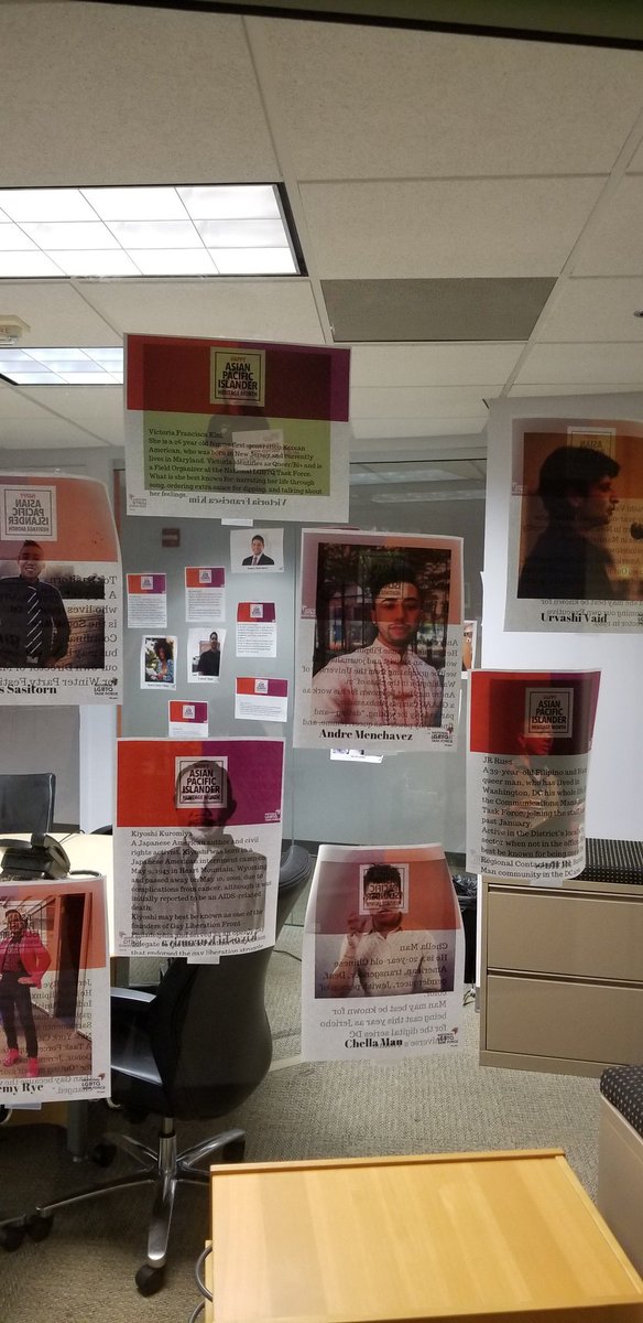 TheTaskForce's tweet image. All month we have honored LGBTQ + API trailblazers. Their stories and pictures are featured at our DC Headquarters. #QueerAsians #APIHeritage