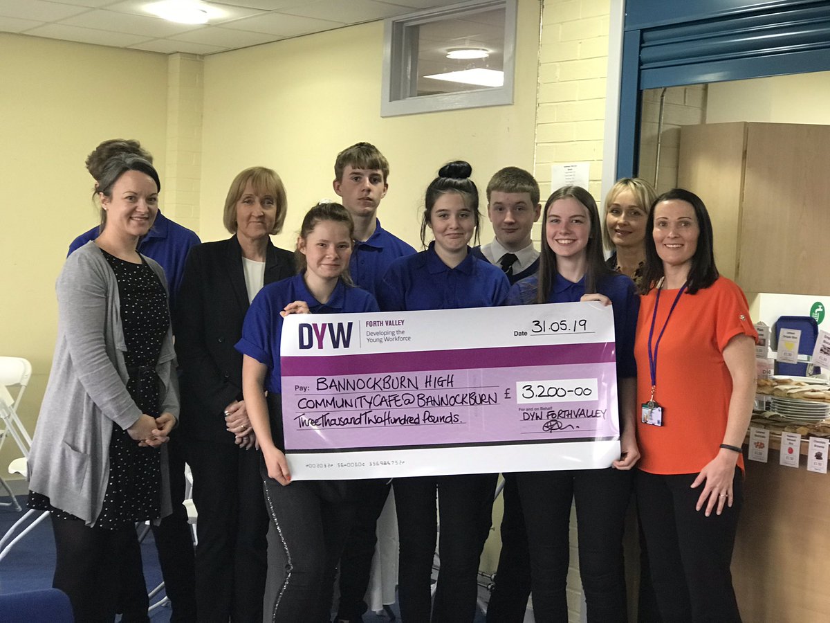 Launching the Community Cafe @BannockburnHigh <a href="/MrsSwainBHS/">Home Economics</a> as part of the DYW Forth Valley Innovation Fund. Can highly recommend the empire biscuits! #youngworkforce For more info contact Alison Swain on the @ above!!