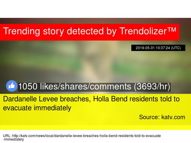 Trendolizer's tweet image. #DardanelleLevee breaches, Holla Bend residents told to evacuate immediately  #KATV... trendolizer.com/2019/05/dardan…