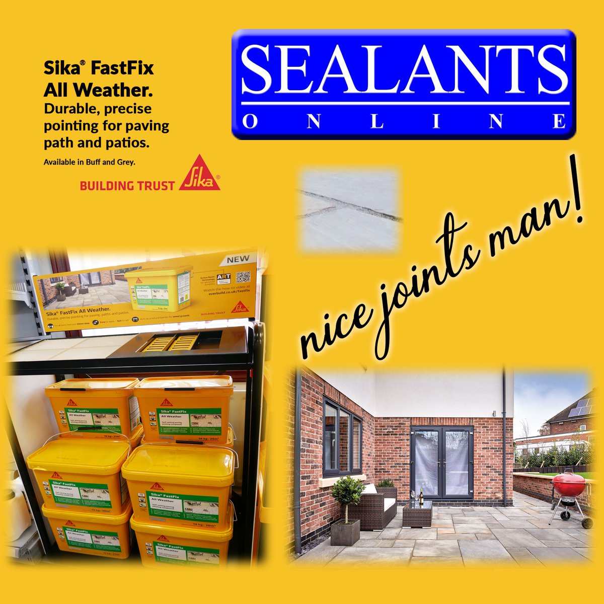 SealantsOnline's tweet photo. Sort out your joints for the summer, then sit back and take it easy ๐๐ #sika #everbuild #sikaeverbuild #sikafastfix #paving #sealingcompounds #pavingjoints #jointsand #sealantsonline #countyconstructionchemicals
@SikaLimited @everbuild
https://t.co/9jM8ykh5rN https://t.co/g8fmlKnINt