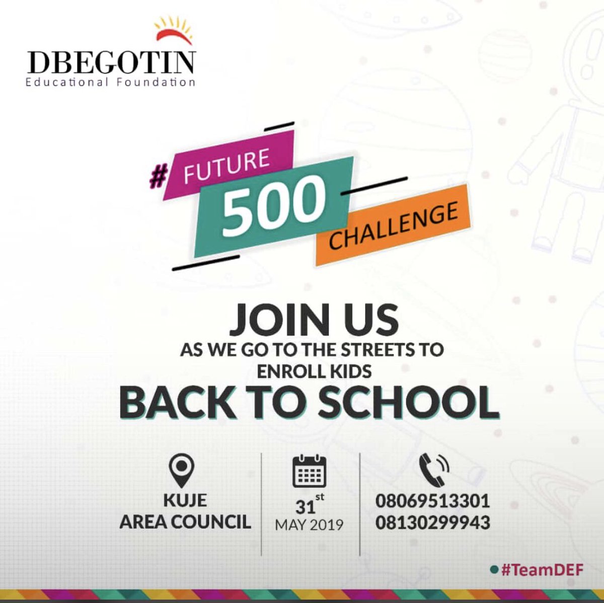 Presently attending  @Dbegotin #Future500Challenge 2nd edition in Kuje, #Abuja. This foundation  plans to take 500 pupils back to school in its 2nd edition.
#AbujaTwitterCommunity