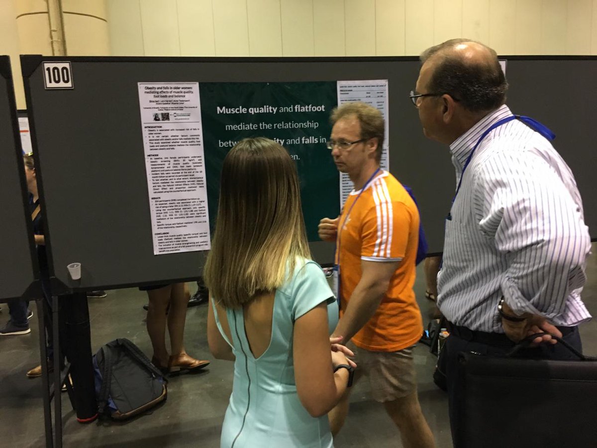 Using the new #betterposter format at #ACSM19. It was the most productive poster presentation ever!   Thanks <a href="/mikemorrison/">Mike Morrison</a>!
#obesity #falls