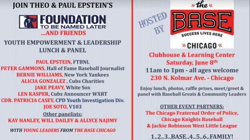 CPDKnights's tweet photo. Knights are excited to join The BASE Chicago for this amazing event! Having the opportunity to be apart of such a great organization that’s doing amazing work involving our youth and city identifies exactly what our mission is as a Club. 
#OurYouth #Chicago #BaseChicago #Mentors https://t.co/2x91IfoXOr