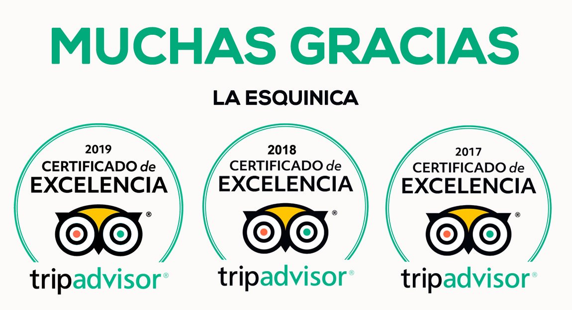 Certificado de excelencia 😊

Por tercer año consecutivo, #LaEsquinica ha conseguido el "Certificado de Excelencia" de #Tripadvisor ✅

Gracias a las personas que hacen sus valoraciones después de disfrutar de nuestras tapas y nuestra compañía. 😘
