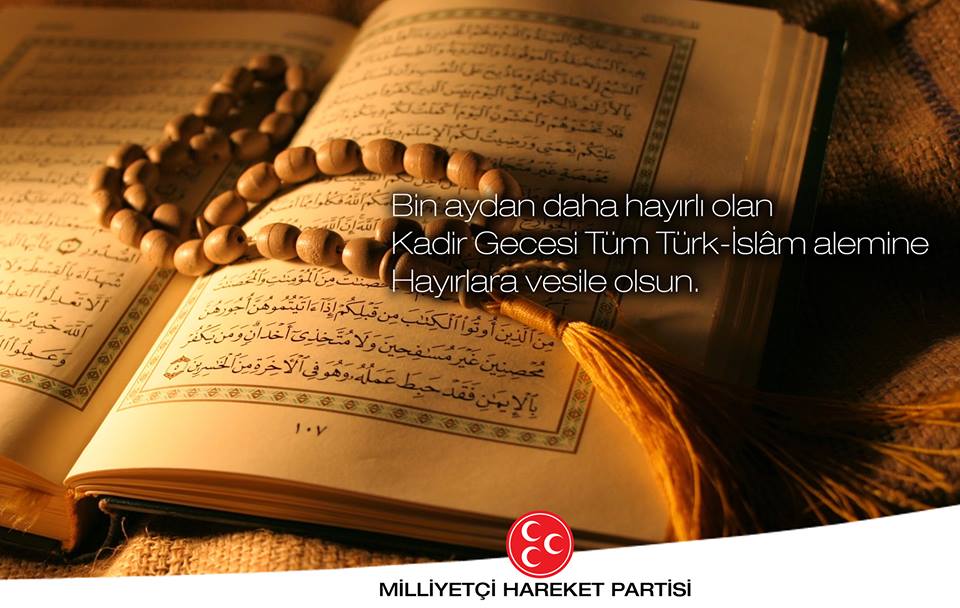 Bin aydan daha hayırlı olan Kadir Gecesi Tüm Türk-İslâm alemine Hayırlara vesile olsun.