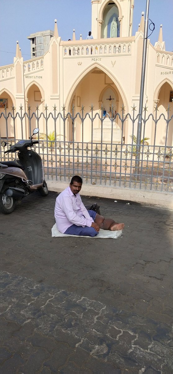 firozeshakir's tweet photo. Majid my friend invokes compassion begging under the feet of a Mother at #MountMary .
#Bandra
#Elephantisis
#Ramzan
#MuslimBeggar https://t.co/aKZHpqxPHu