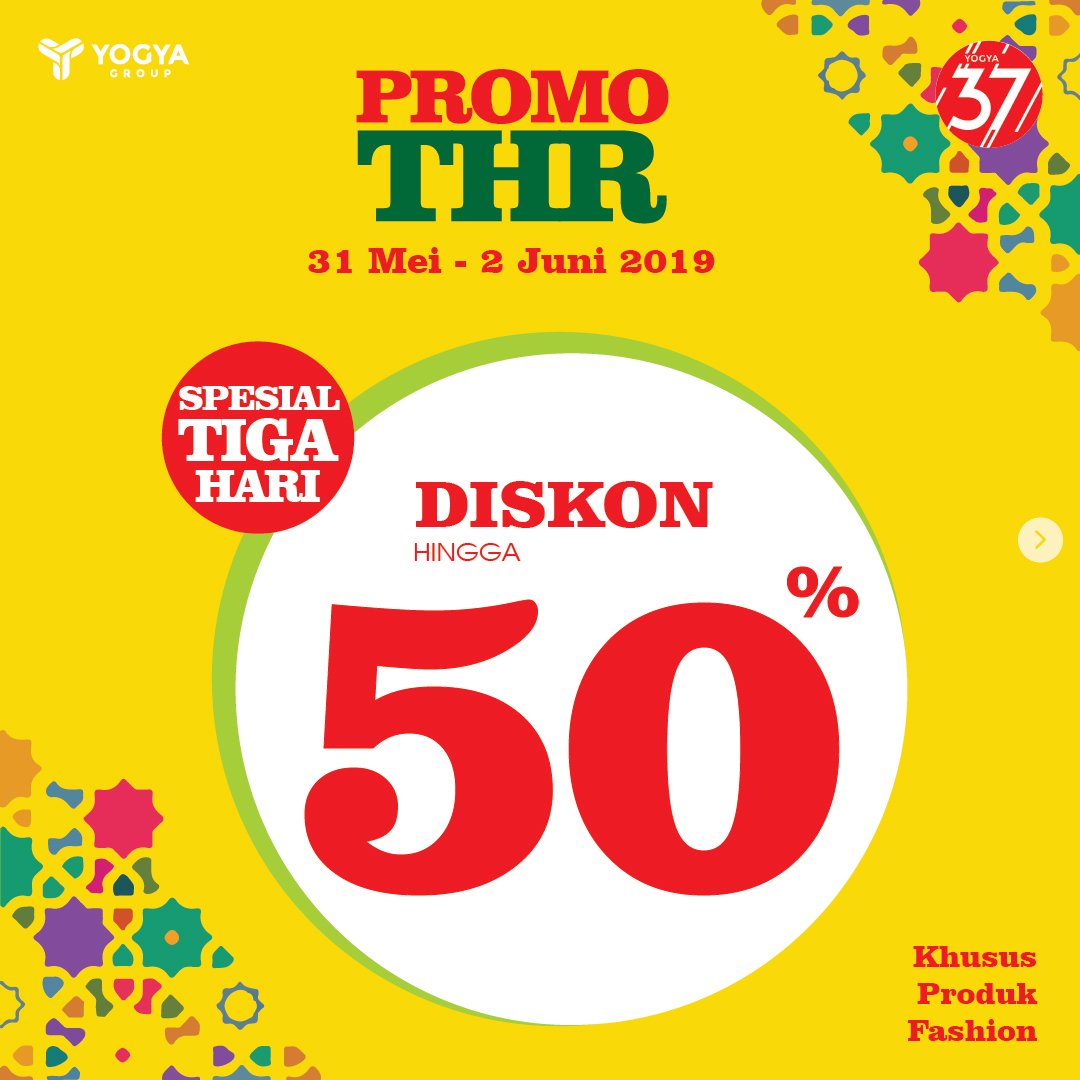 info_yogyagroup's tweet photo. Lebaran mau ketemu keluarga besar atau calon mertua? Wah, tampilan kamu harus maksimal, dong!
Yuk, belanja ke Yogya dan Griya aja! Ada #PromoTHR dengan DISKON hingga 50% khusus untuk produk Fashion.
Promo cuma berlaku 3 HARI AJA, lho
#HanyaDiYogya
#YOGYAGROUP
#InfoPromo https://t.co/4lE4yrJ1Pk