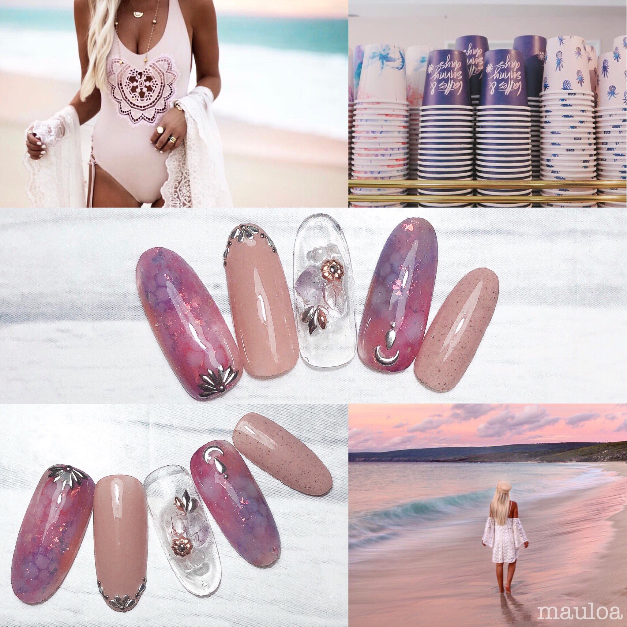 Mauloa ネイル ネイルデザイン 海ネイル 海ネイル19 サンプルチップ デザインチップ 夏ネイル Naildesign 大理石ネイル Mananails 手書きアート Nail マットネイル ターコイズネイル ピンクネイル クリアネイル ターコイズ 美甲 天王寺 富田林 羽曳野