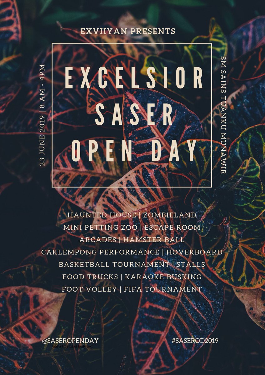 saseropenday's tweet photo. Saser Open Day 2019

SAVE. THE. DATE. https://t.co/YMzd6X5dQx