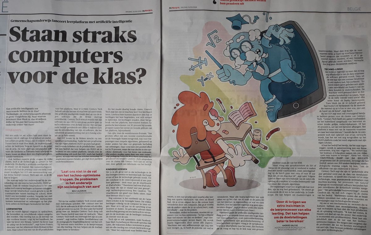 SettVlaanderen's tweet photo. Vandaag in @demorgen een interessant artikel rond AI in het onderwijs, en hoe @GO_onderwijs dit toepast via het nieuwe #IXZO platform. Waar staan we op vlak van #AI ? Welke concrete toepassingen zijn nu reeds mogelijk? Vragen die zeker ook tijdens #settgent aan bod zullen komen! https://t.co/nDO0ESU1HT