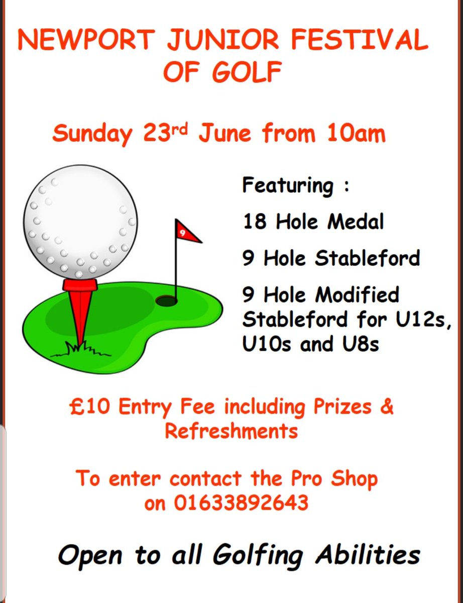 NewportGCJnrs's tweet photo. Our Junior Festival of Golf has something for all levels junior golfing ability. Reserve your place on 01633 892643 https://t.co/nmCHHlPbJ7