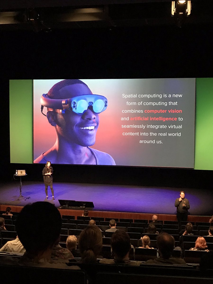 Pihlamia's tweet photo. Kathy Wang is starting to explain spatial computing and why to start using and developing with for example Magic Leap even though the whole technique is still in early state of development. Hugely exiting! #OperaBeyond #SpatialComputing #magicleap https://t.co/rrhjZKrBwc