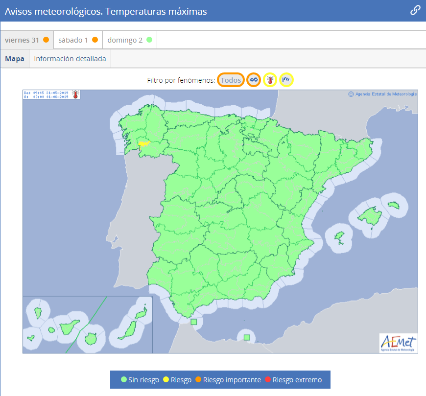 AEMET_Esp's tweet photo. Por eso el primer #avisoFMA por temperaturas del año se ha activado en Galicia, y no en Huelva o Badajoz. Los umbrales para los avisos se han establecido en función de las características de cada comarca y de los valores normales en la zona. https://t.co/za0wK0jLRM https://t.co/mEEsaUWECm
