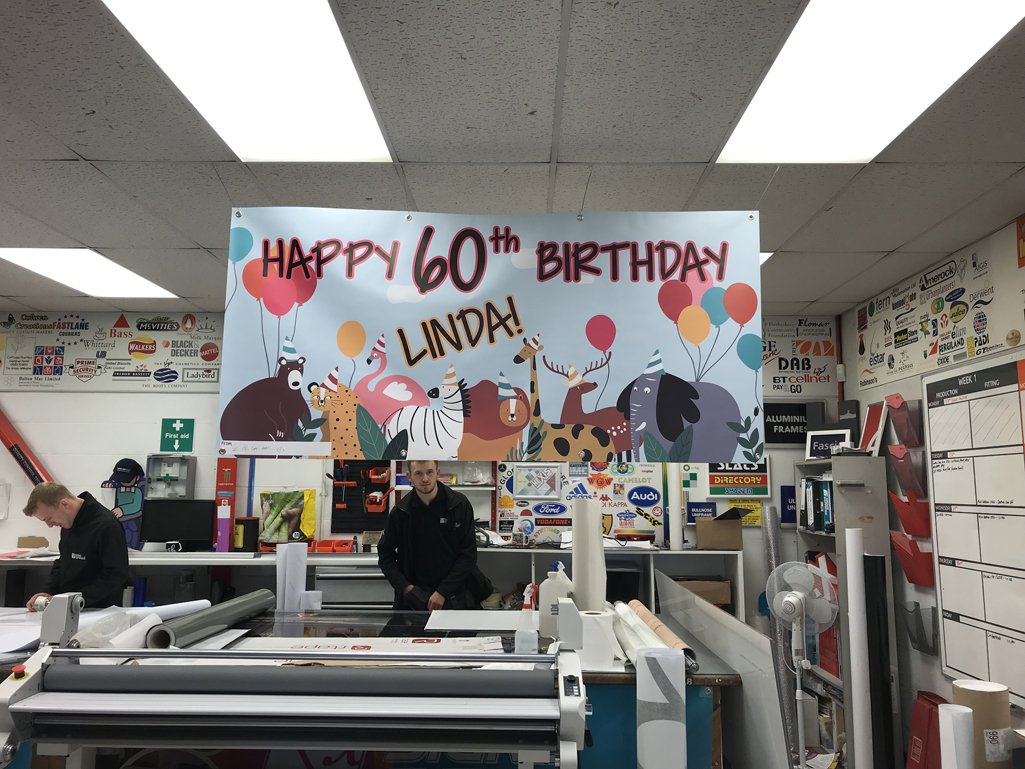 SXDerby's tweet photo. From all of us at SX Derby. We would like to wish Linda our accounts lady a wonderful 60th Birthday today! We love seeing your bright and bubbly self every Thursday. To celebrate we made her a banner! #Happy60thBirthdayLinda #Sixtytoday #Birthday https://t.co/IcquMrp2KU
